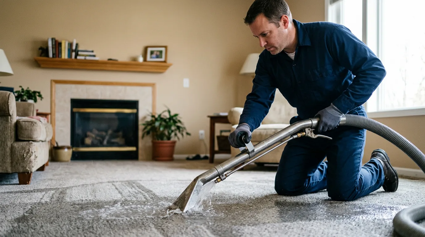 Water damage restoration technician working near Audubon, MN
